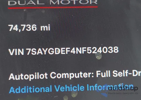 2022 Tesla Model Y Performance Dual Motor All-Wheel Drive z USA, uszkodzony, nr VIN 7SAYGDEF4NF524038